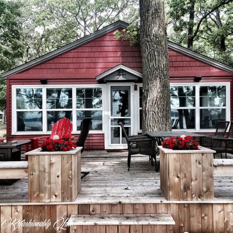 Small Cabin Remodel, Lake Cabin Interiors, Small Lake Cottage, Small Lake Cabins, Small Lake Houses, Cabin Remodel, Cabin Renovation, Lake House Interior, Porch Remodel