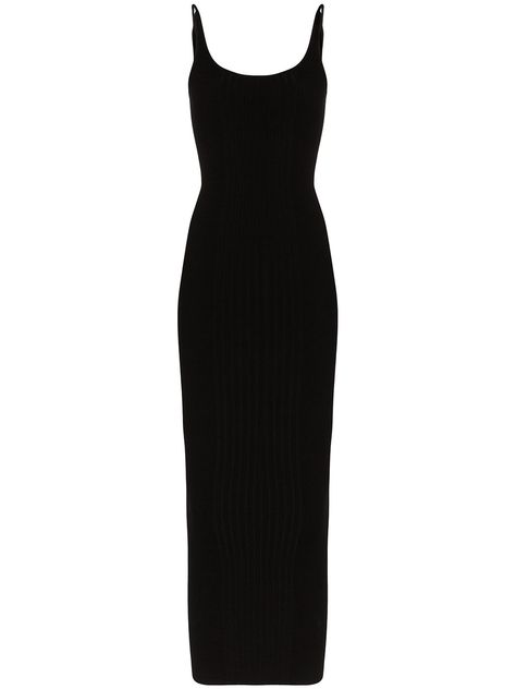 Every woman needs an LBD (long black dress) that she can turn to in her time of need. Paco Rabanne's ribbed-knit maxi dress will flatter your curves for a host of events, from date night to brunch. Heels or sneakers? Featuring a slim fit and a scoop neck. | Paco Rabanne Ribbed-Knit Maxi Dress Black Slim Dress, Dress Png, Maxi Jersey Dress, Ribbed Knit Dress, Long Black Dress, Maxi Knit Dress, Ribbed Dresses, All Black Outfit, Paco Rabanne