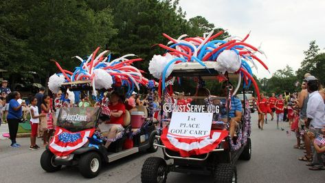 Peachtree City lifts golf cart rules for weekend 4th Of July Camping, Golf Cart Decorations, Lifted Golf Carts, Gold Cart, Used Golf Carts, Christmas Parade Floats, Lakehouse Ideas, 4th Of July Parade, Fourth Of July Decorations