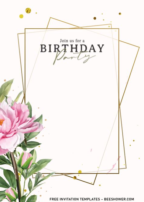 Free 7+Refreshing Peonies And Camellia Floral Birthday Invitation Templates Birthday Invitation Cards, Planning A Party, Birthday Invitation Card Template, Floral Birthday Invitations, Invitation Examples, Party Stationery, Free Invitation Templates, Floral Birthday, Printable Baby Shower Invitations