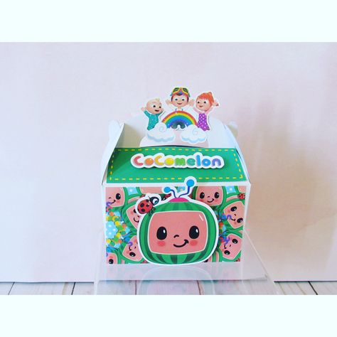 Cocomelon party favor gable box #cocomelon #cocomelonparty #cocomelonpartydecor #cocomelontreatbox #cocomelonpartyfavors #cocomelongablebox #cocomelon1stbirthday #kidsparty Cocomelon Party Favor Boxes, Cocomelon Treat Boxes, Cocomelon Gable Boxes, Cocomelon Candy Boxes, Cocomelon Party Boxes, Cocomelon Favor Boxes, Gable Boxes Ideas Birthday Parties, Coco Melon, Boys 1st Birthday Cake