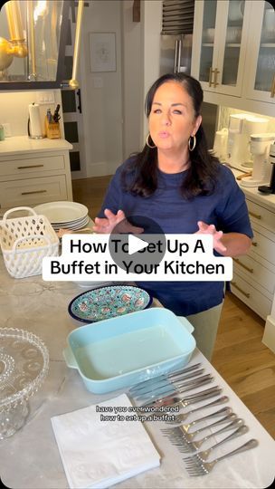 28K views · 4.6K reactions | How to set up a buffet in your kitchen! Do you prefer a plated dinner or a buffet? #familydinner #dinner #dinnerparty #buffet #kitchen #home | Carla Shellis | carlashellis · Original audio Organisation, Buffet Table Food Display, Food Party Set Up, How To Set Up Buffet For Party, Party Food Setup Display At Home, How To Set Up A Buffet Table, Buffet Table Set Up At Home, Food Set Up For Party Buffet Tables, Buffet Table Set Up