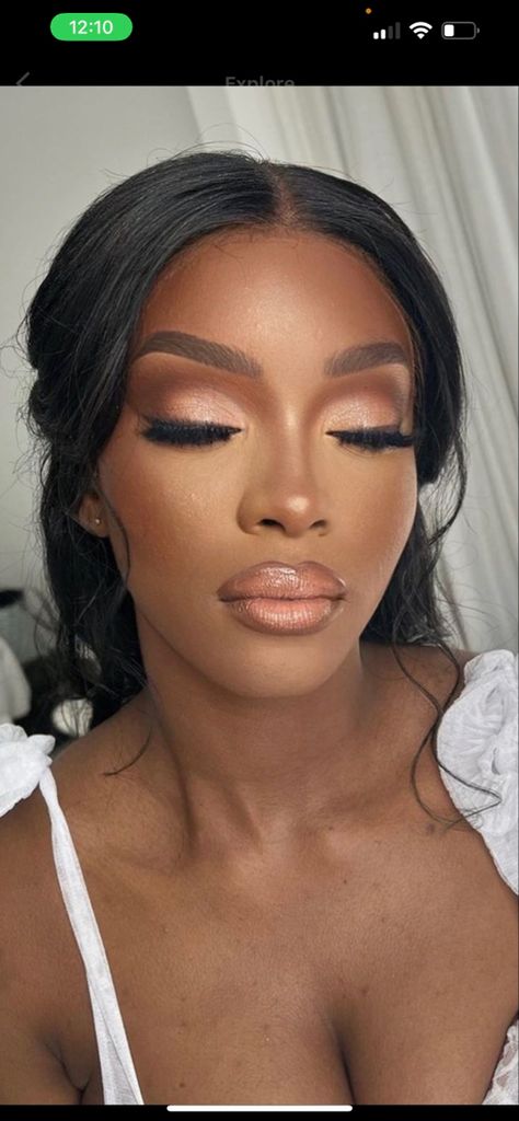 Black Wedding Makeup Dark Skin Girl, Makeup For Black Women Wedding, Bridal Makeup For Black Women, Black Wedding Makeup, Cheap Makeup Products, Black Bridal Makeup, Gorgeous Bridal Makeup, Black Women Wedding, Cut Crease Eyeshadow