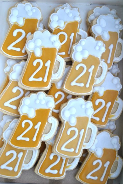 21st birthday cookies Cookies For 21st Birthday, 21 Party Ideas 21st Birthday For Men, 21st Birthday Guys Party, Guys 21st Birthday Decorations, 21st Mens Birthday Ideas, 21st Bday Party Ideas For Guys, Guys 21st Birthday Ideas Parties, 21st Birthday Party Themes For Guys, 21st Birthday Ideas Decorations For Guys