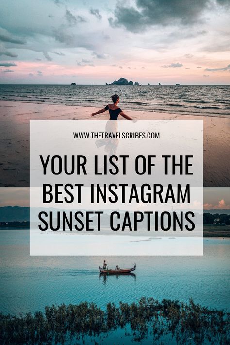 Instagram Guide I Sunset I Instagram Captions I Instagram Marketing Your list of the best instagram sunset captions Writer's block? Just use our handy list of the best instagram sunset captions! Instagram Sunset Captions, Instagram Captions Sunset, Captions Sunset, Sunset Lyrics, Caption For Sunset, Sunset Song, Hot Quote, Quotes Sunset, Waterloo Sunset