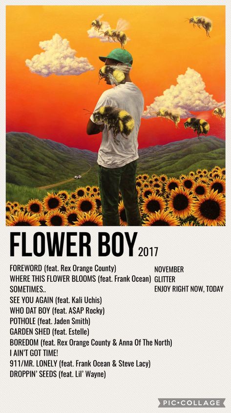 Flower Boy (album), Foto Muro Collage, Minimalist Music, Boys Posters, Music Poster Ideas, Vintage Music Posters, Flower Boy, Film Posters Minimalist, Rap Albums