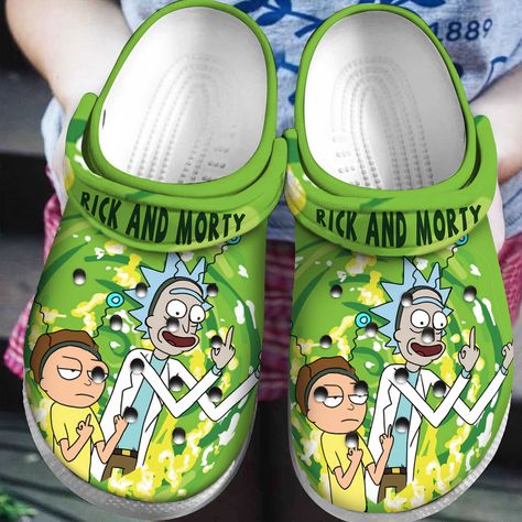 Rick And Morty Cartoon Crocband Crocs Clog Shoes. This staple in the Crocs collection is a clean, simple take on America’s favorite clog. With our signature wider footbed and increased durability that goes great with any outfit.   Crocs work shoes and clogs are the most comfortable and supportive shoes for work, helping you to get the job done even on the longest days. Not only are our clog-style shoes comfortable – they’re functional, too – durable, easy to clean, protective, and breathabl Rick And Morty Cartoon, Crocband Crocs, Ricky Y Morty, Crocband Clog, Crocs Clog, Rick Y Morty, Crocs Crocband, Crocs Classic Clogs, Clog Shoes