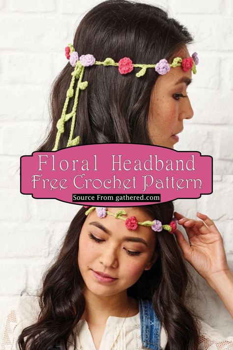 Crochet Floral Crown, Crochet Rose Headband, Crochet Flower Crown Pattern, Crochet Floral Headband, Crochet Flower Headband Pattern Free, Viking Crochet, Crochet Flower Crown, Crochet Assessories, Crochet Crown Pattern