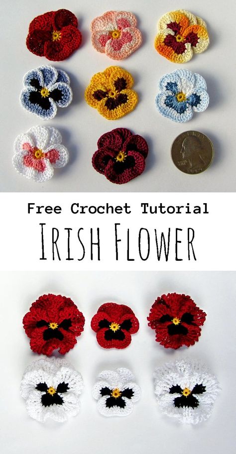 Crochet  Pansy Flower Crochet Flower Pattern, Beau Crochet, Crochet Mignon, Confection Au Crochet, Crochet Flowers Free Pattern, Crocheted Flowers, Crochet Plant, Crochet Simple, Crochet Flower Tutorial