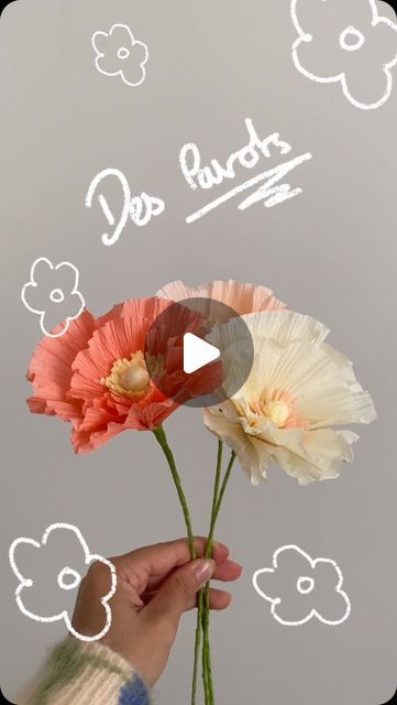 Maëlys ♡ on Instagram: "Quelle fleur on fait ensuite ?🌸🩷🩷  #paperflower #fleurs #papiercrepon #tuto #diy" Diy Crafts, Instagram, Diy Fleur, Anniversaire Diy, On Instagram