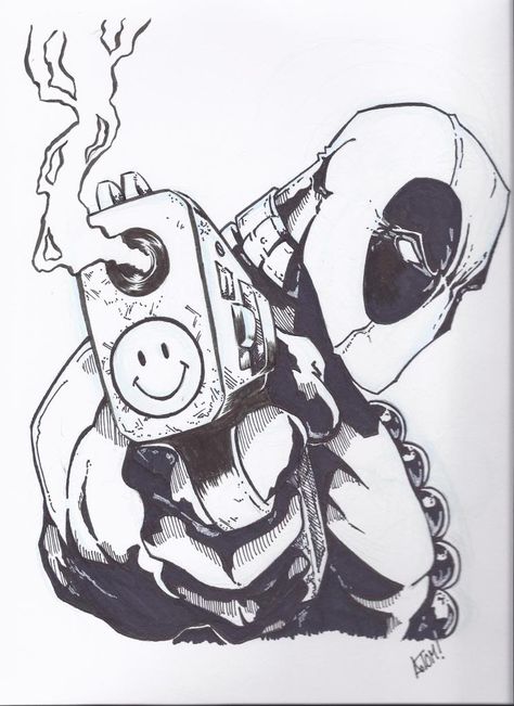 Since Deadpool is kinda my favorite comic book character, I feel like this needs to happen sometime. Deadpool Drawing, Deadpool Art, Marvel Tattoos, Tattoo Zeichnungen, Marvel Drawings, Pahlawan Marvel, Desenho Tattoo, Superhero Art, 영감을 주는 캐릭터