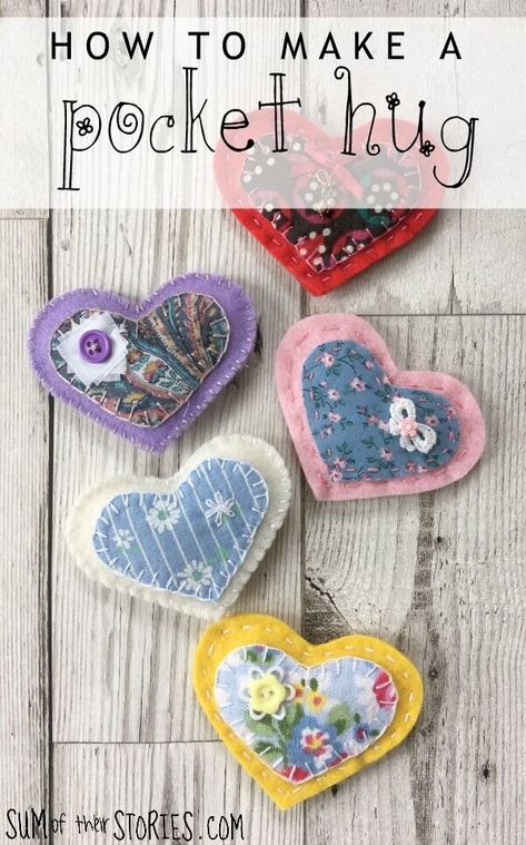 Heart Pocket Sewing Pattern, Flat Knit Projects, Fabric Square Crafts, Quilted Hearts To Give Away, No Sew Crafts With Fabric, Easy Adult Crafts, Felt Hearts Crafts, Dorset Buttons, Scrap Fabric Crafts