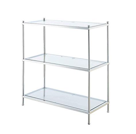 Glass Bookshelf, Glass Bookshelves, Display Collectibles, Contemporary Bookcase, Royal Crest, Metal Bookcase, Etagere Bookcase, Chrome Bathroom, Large Shelves