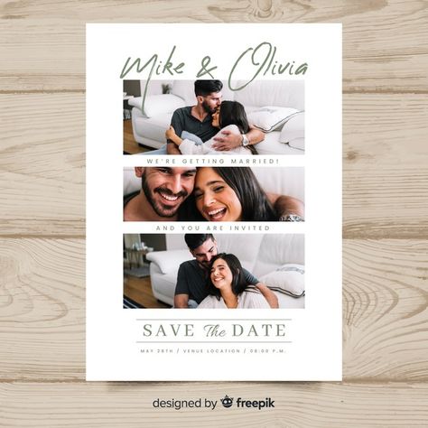 Invitation Card With Photo, Wedding Card With Photo, Undangan Diy, Wedding Photo Album Layout, Digital Wedding Invitations Design, Wedding Album Cover Design, Save The Date Pictures, Wedding Album Layout, Vector Wedding Invitation