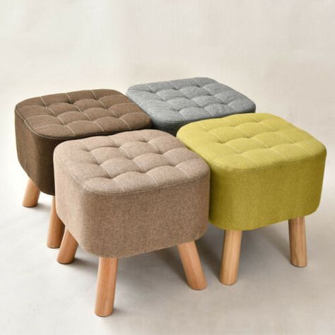 Wooden Stool Designs, Ottoman Seating, Small Sitting Room, Large Footstools, Pouffe Ottoman, Round Footstool, Padded Stool, Upholstered Footstool, Foot Rest Ottoman