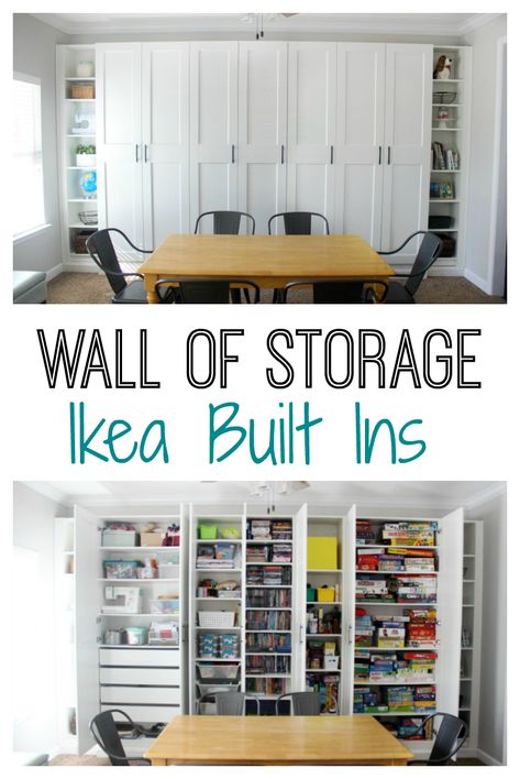 Ikea Wall Storage, Ikea Built In, Ikea Wall, Basement Storage, Hemma Diy, Dream Craft Room, Ikea Bedroom, Craft Room Design, Ikea Storage