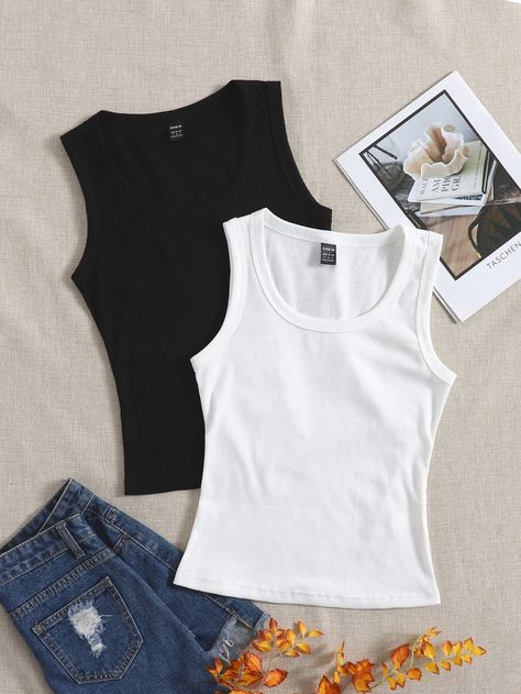 Manche, White Tank Top Outfit, Plain Tank Tops, Hogwarts Outfits, Cool Shirt Designs, Tank Top Outfits, Casual Work Outfit, Basic Tops, Tank Top Cami