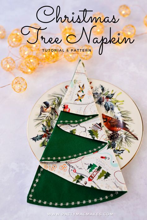 Patchwork, Natal, Sew A Christmas Tree, Folded Christmas Tree, Napkin Pattern, Christmas Tree Napkin, Personalized Christmas Decor, Tree Napkin, Sewing Christmas Gifts