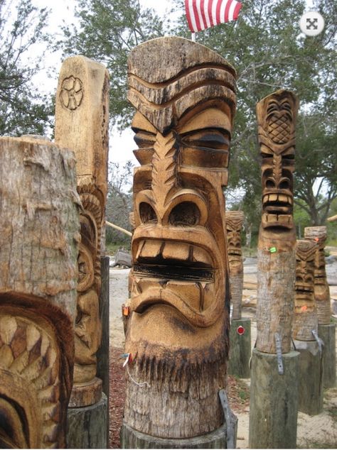 Tiki Hawaii, Tiki Man, Tiki Head, Wood Burning Patterns Stencil, Tiki Statues, Simple Wood Carving, Dremel Carving, Tiki Totem, Tiki Decor