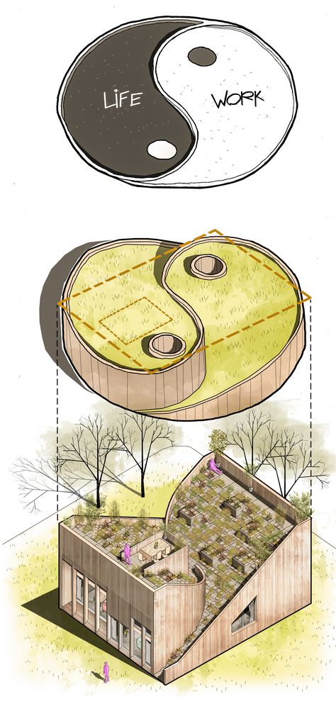 Architecture Community, Simple Landscape, Landscape Gardening, Architecture Drawing Plan, Concept Models Architecture, World Architecture, Conceptual Architecture, Living Roofs, Architecture Concept Diagram