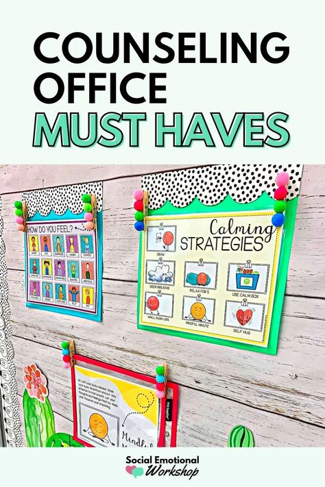 School Counselor White Board Ideas, Elementary School Counselor Office, School Counselor Classroom, School Counseling Office Decor, Counselor Door, Elementary School Counseling Office, School Counselor Bulletin Boards, Office Must Haves, Office Decoration Ideas