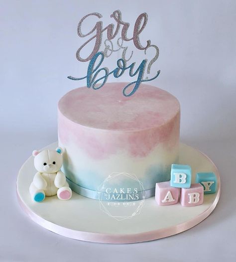 Bespoke cake service’s Instagram post: “Good evening all! Staying with the baby shower theme, this was a simple gender reveal cake (a baby girl) from a couple of weeks ago. I used…” Small Gender Reveal Cake Simple, Plain Gender Reveal Cake, Cake Ideas For Gender Reveal, Gender Reveal Buttercream Cake, Gender Determination Cake, Gender Reveal Cake Decoration Ideas, Gender Reveal Cake Decoration, Gender Reveal Cake Buttercream, Cake Reveal Gender Ideas