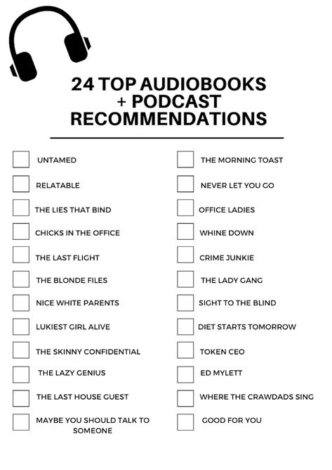 Fun Checklist, Podcast Recommendations, Creative Podcast, Netflix Recommendations, Exercise Home, Luckiest Girl Alive, Motivational Podcasts, College Life Hacks, Workout For Women