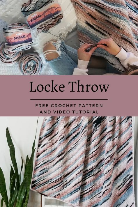 Locke Throw Free Crochet blanket Pattern Amigurumi Patterns, Crochet Blanket Stitches, Blanket Stitches, Crochet Throw Pattern, Crochet Stitches For Blankets, Crochet Blanket Designs, Easy Crochet Blanket, Crochet Blanket Afghan, Crochet Blanket Pattern