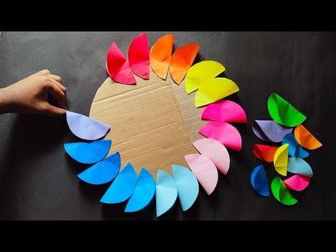 Very Unique Wall Hanging Craft Idea | Easy Home decoration ideas - YouTube in 2022 | Diy crafts for kids easy, Crafts, Wall hanging crafts Easy Paper Decorations Diy, How To Make Wall Hanging With Paper, Wall Hanging Easy Craft, Easy Wall Hanging Ideas For Kids, Circle Paper Craft, Wall Decoration Ideas With Paper Craft, Roof Hanging Decoration For School, Hanging Crafts For Kids, Paper Art For Kids Easy