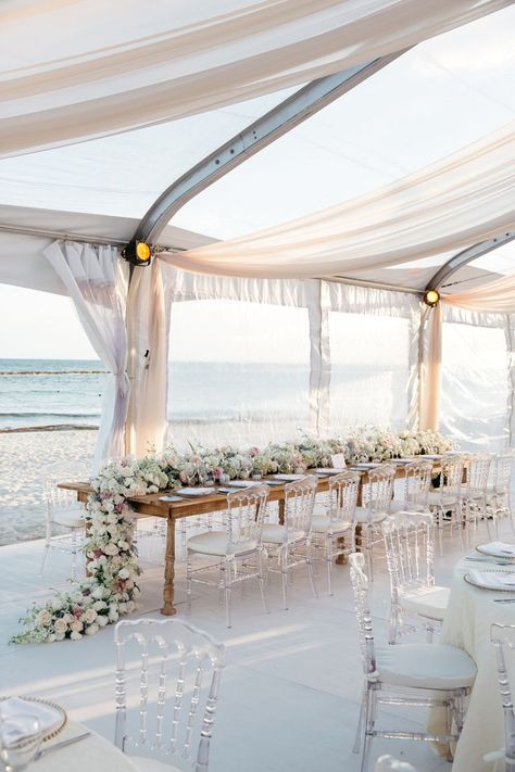 22 Ideas for an Elevated Beach Wedding Wedding Tent Decorations, Beach Wedding White, Wedding Setup, Dream Beach Wedding, Beach Wedding Reception, Tent Decorations, Destination Wedding Mexico, Beach Wedding Inspiration, Wedding Tent