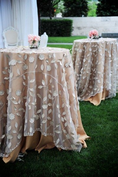 Love this! Great idea for my burlap and lace them except use burlap and lace instead of satin and lace Lace Wedding, Bridal Showers, Burlap Lace Wedding, Wedding Table Linens, Rustic Vintage Wedding, Lace Table, Lace Weddings, Blush Wedding, Trendy Wedding