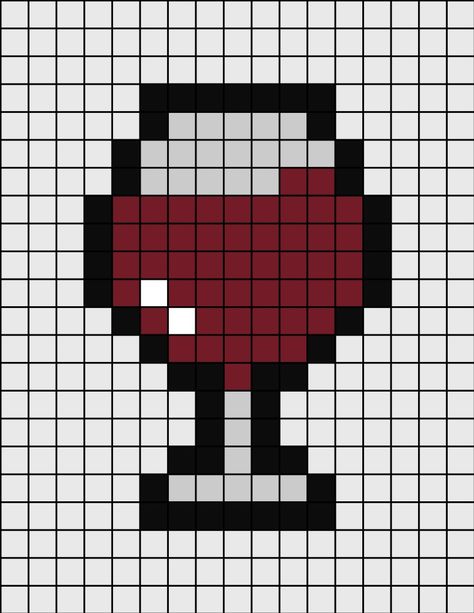 A pixel art template of a glass of red wine. Pixel Art Animals, Organizator Grafic, Graph Paper Designs, Graph Paper Drawings, Easy Pixel Art, Pixel Drawing, Pixel Art Templates, Pixel Crochet, Pixel Art Grid