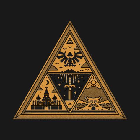 The Golden Triforce - by Drew Wise Legend Of Zelda Triforce Symbol, Triforce Aesthetic, Triforce Art, Triforce Tattoo, Triforce Design, Triforce Symbol, Legend Of Zelda Tattoos, Legend Of Zelda Triforce, Zelda Triforce