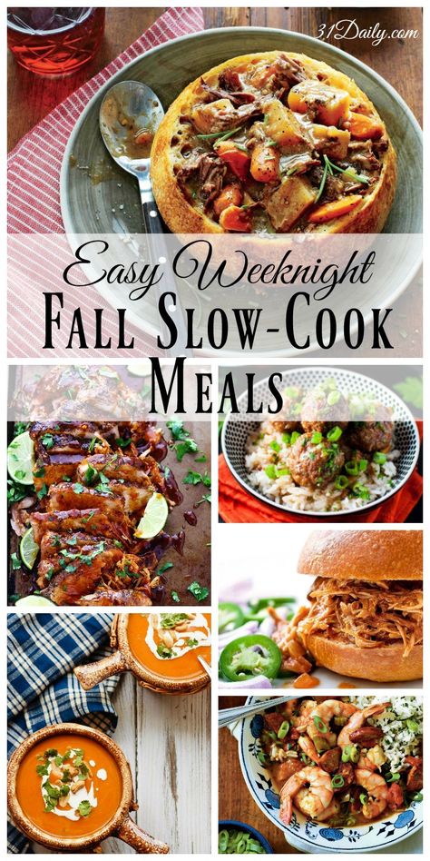Fall Slow Cook Meals - Perfect for Weeknights | 31Daily.com Slow Cook Meals, Fall Slow Cooker Recipes, Fall Crockpot Recipes, Cook Meals, Pot Dinners, Fall Cooking, Fall Dinner Recipes, Slow Cook, Fall Dinner