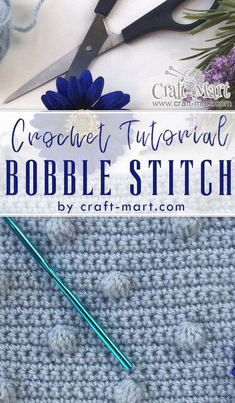 In our easy step-by-step tutorial, we explain how to crochet bobble stitch so you will be never confused again. We want our tutorials to be helpful as a visual aid that doesn't require explanations and is easily understood by people speaking any language.  What is a Bobble Stitch in crochet? Bobble stitch (sometimes also called popcorn crochet stitch) is abbreviated as 5DCTOG. It is a very easy crochet stitch to master if you know how to SINGLE CROCHET and DOUBLE CROCHET. How To Bobble Stitch Crochet, Bobble Stitch Crochet Tutorial, Bubble Crochet Stitch, Popcorn Crochet Stitch, Bobble Stitch Crochet Blanket, Linen Stitch Crochet, Popcorn Crochet, How To Single Crochet, Popcorn Stitch Crochet