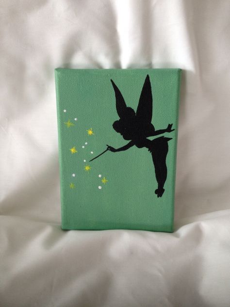 Disney Tinkerbell Silhouette Painting Acrylic on Canvas Disney Drawings On Canvas, Easy Fairy Painting On Canvas, Tinkerbell Acrylic Painting, Disney Easy Paintings Canvases, Cute Paintings On Canvas Disney, Silhouette Painting Acrylic Easy, Astrology Canvas Painting, Disney Painting Ideas Easy, Aladdin Canvas Painting