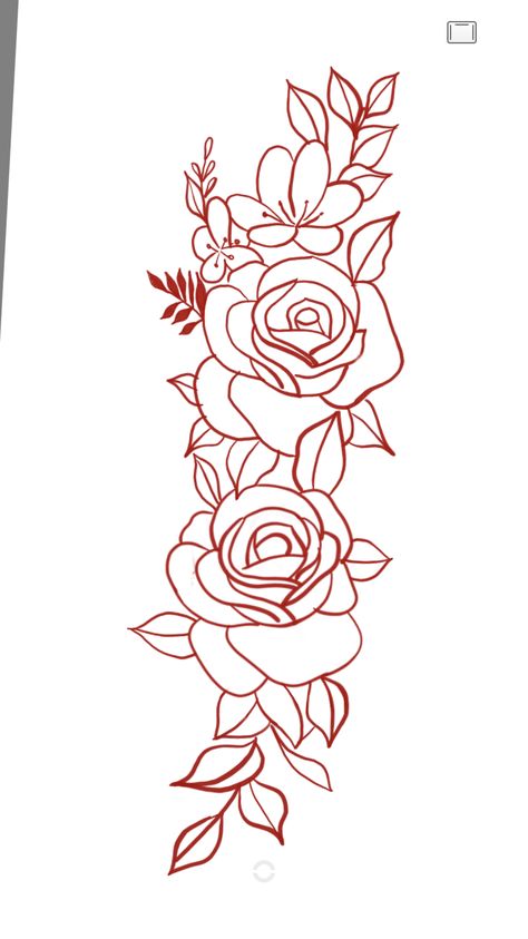 Red Tattoo Outline, Rose Illustration Tattoo, Tattoo Designs Red Ink, Red Flower Tattoo Outline, Butterfly Tattoo Black, Flower Tattoos Rose, Atrapasueños Tattoo, Traditional Tattoo Outline, Red Flower Tattoos