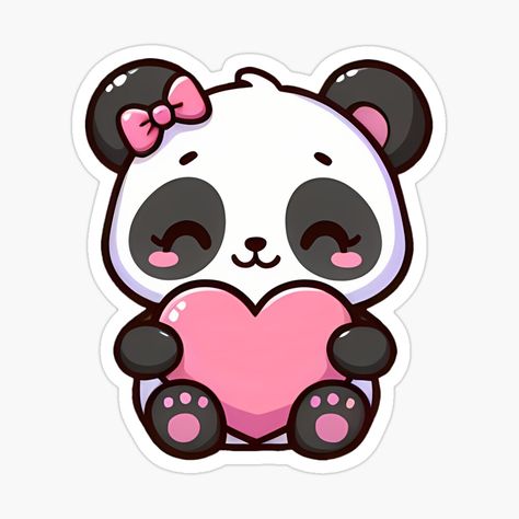 Cute Panda Drawing, Hug Stickers, Panda Painting, Animal Caricature, Panda Drawing, Easy Love Drawings, Kawaii Panda, Panda Art, Cute Kawaii Animals
