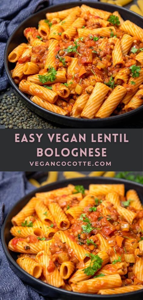 Easy Vegan Lentil Bolognese Lentils Pasta, Vegan Lentil Bolognese, Ella Vegan, Bolognese Pasta, Lentil Bolognese, Vegan Bolognese, Keto Vegetarian, Meal Inspiration, Lentil Pasta