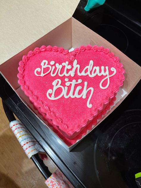 Pink Cake 21st Birthday, Pink 29th Birthday, Pink Heart Birthday Cake Aesthetic, Pink Virgo Cake, Pisces Birthday Cake Ideas, Pink Baddie Cake, Hot Pink 18th Birthday Cake, Pink Baddie Birthday Cake, Pink Heart Shaped Birthday Cake