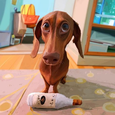 Have Fun With The Fabulous Portraits Of Albeniz Rodriguez, The Artist Who Shows The Happy Side Of Animals (41 Pics) Dog Caricature, Dog Drawing Simple, Cute Dog Drawing, Subject Of Art, Animal Caricature, Character Design Girl, Cartoon Character Design, Dog Drawing, Dog Paintings