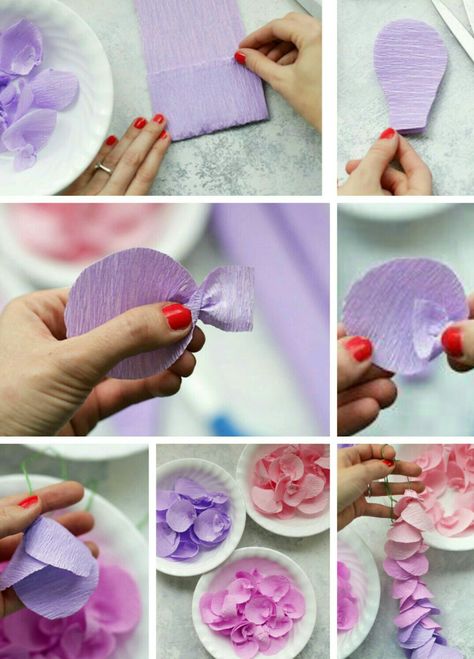 How to make crepe paper wisteria flowers Tissue Paper Ideas, Paper Flowers For Kids, Winter Crafts Preschool, Crepe Paper Crafts, Flowers Crafts, Make Paper Flowers, Diy Flores, Diy Tumblr, Crafts Preschool