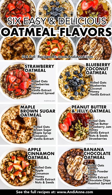 Breakfast just got easier with this collection of 6 simple, delicious and healthy oatmeal recipes! Perfect for single servings or breakfast for the whole family - everyone can use their favorite flavor to make a delicious bowl of oatmeal. Which flavor is your favorite? Resep Oatmeal, Best Oatmeal Recipe, Easy Oatmeal Recipes, Oatmeal Flavors, Bowl Of Oatmeal, Cake Pizza, I Lost 100 Pounds, Oat Recipes Healthy, Healthy Oatmeal Recipes