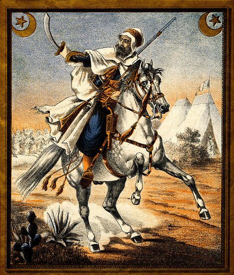 19th C. Arabian Warrior Print By Historic Image Hunting, Horses, Arabian Soldier, Arabian Warrior, Soldier Poster, Hunting Art, Saudi Arabian, 19th Century, Soldier