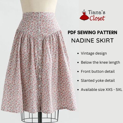 Vintage Style Skirts, Skirt Pattern Free, Free Pdf Sewing Patterns, Crochet Women, Save The Earth, Kleidung Diy, Paper Patterns, Skirt Patterns Sewing, Vintage Mode