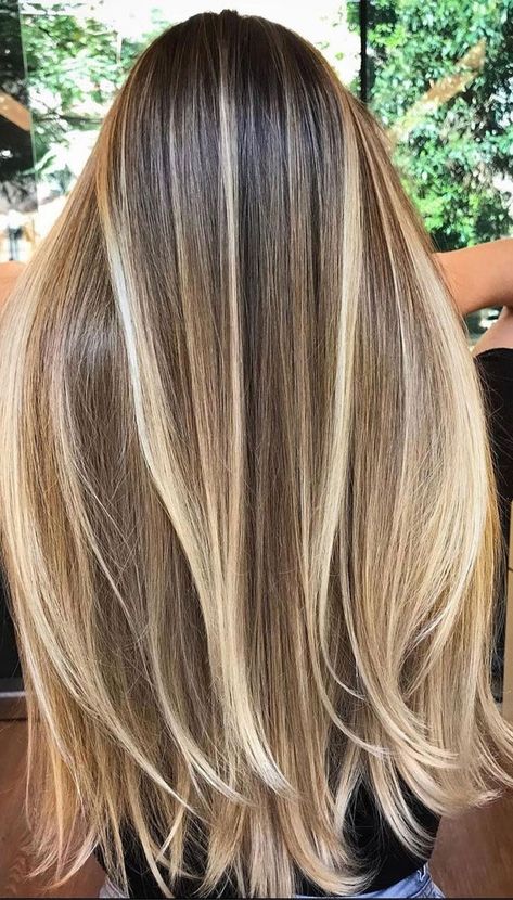 63 Charming hair colour ideas & hairstyles : Ombre Brown to blonde & Blonde highlights Cabelo Ombre Hair, Blonde Balayage Hair, Baylage Hair, Balayage Straight Hair, Brown Straight Hair, Brown Hair Inspo, Brunette Hair With Highlights, Dirty Blonde Hair, Brown Hair With Blonde Highlights