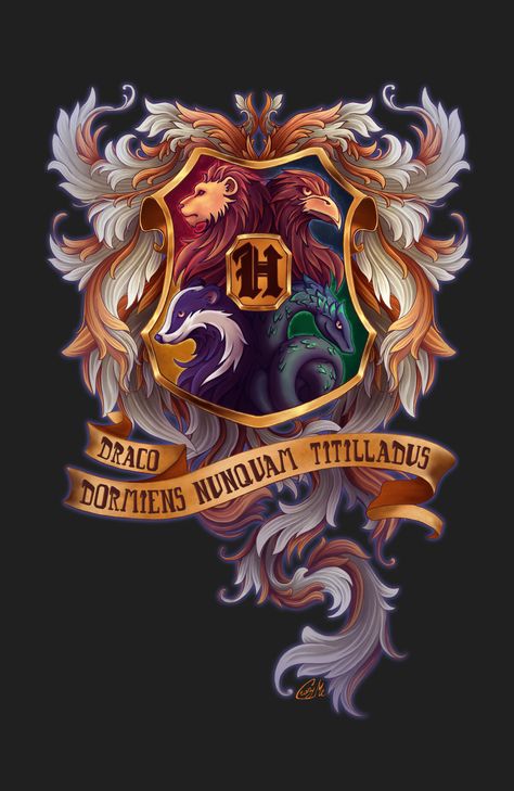 ArtStation - Hogwarts School of Witchcraft and Wizardry Hogwarts Coat Of Arms, Hogwarts School Of Witchcraft & Wizardry, Christmas At Hogwarts Wallpaper, Hogwarts Flag, Hogwart School, Hogwarts Wallpaper, Magical Universe, Harry Potter Theme Birthday, Hogwarts Christmas