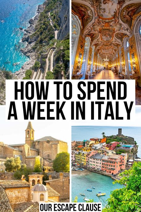 Have 7 days in Italy and want to make the most of your limited time in the country? Here's how!  italy vacation | trip to italy | italy trip | italy itinerary | italy holiday | 7 day italy itinerary | one week in italy itinerary | a week in italy | 7 days in italy | italy travel | travel to italy | where to go in italy | planning a trip to italy | things to do in italy | what to do in italy | what to see in italy | italy in a week | italy in 7 day days 7 Days In Italy, Week In Italy, Italy Places To Visit, Italy Culture, Things To Do In Italy, Italy Itinerary, Explore Italy, Italy Holidays, Places In Italy