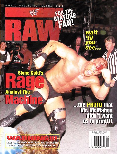 WWF Raw - August 1998 - Steve Austin Wwf Attitude Era, Wwf Magazine, Wwf Poster, Wwe Magazine, Wwe Art, 4k Gaming Wallpaper, Raw Wwe, Wrestling Posters, Stone Cold Steve