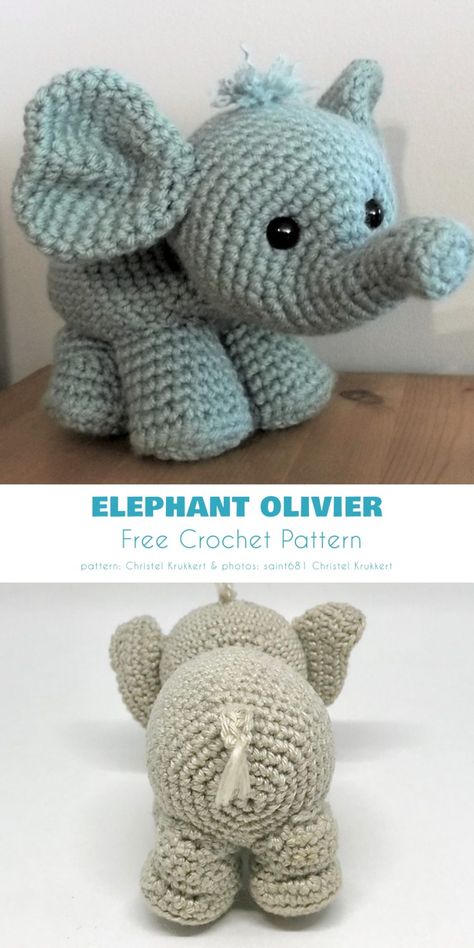 Crochet Amigurumi Quick, Free Easy Amigurumi Patterns, Rabbit Crochet Pattern Free, Free Plushie Crochet Patterns, Elephant Crochet Pattern Free, Grey Amigurumi, Koala Crochet Pattern, Crochet Rabbit Free Pattern, Amigurumi Elephant Pattern